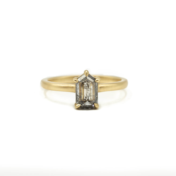 1.13ct Unique Bullet-Shaped Grey Diamond Ring