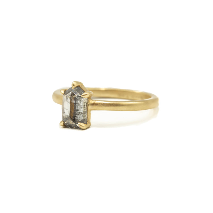 1.13ct Unique Bullet-Shaped Grey Diamond Ring