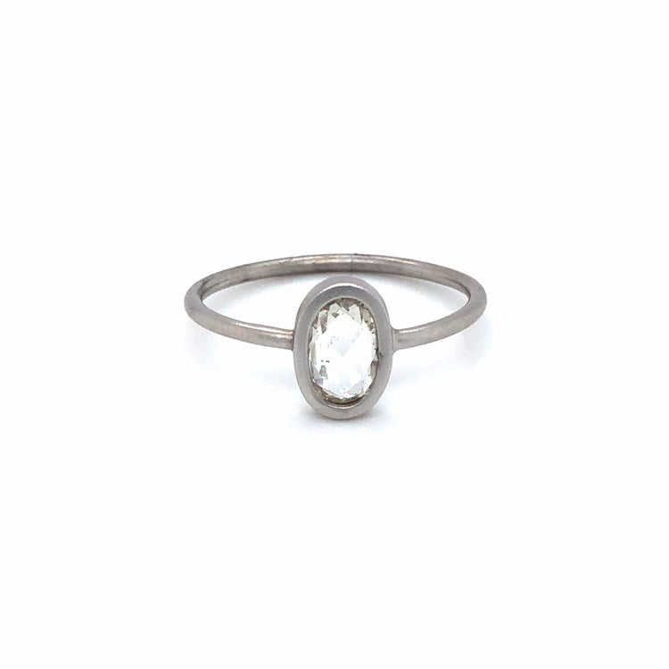 .69ct Oval Rose-Cut 14k White Gold Bezel Ring