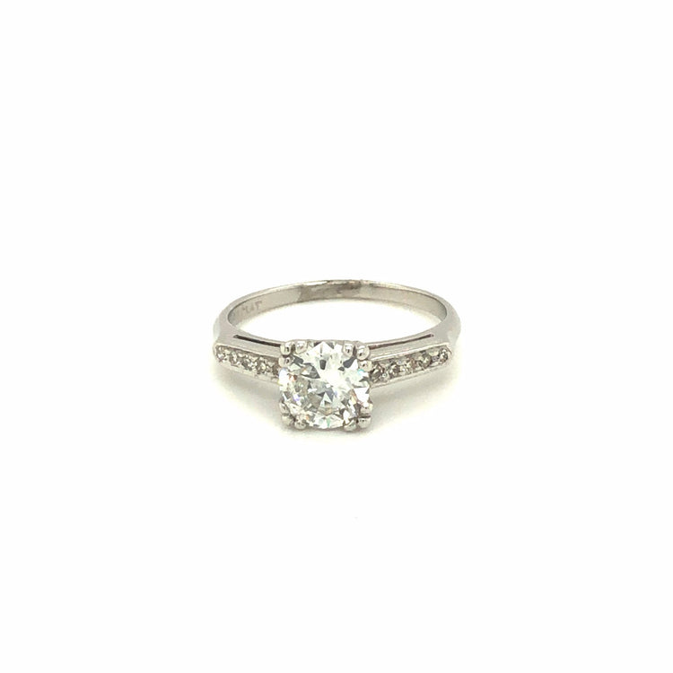Vintage 0.90 Platinum Deco Ring with Accents