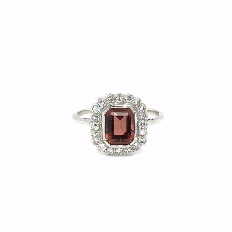 Vintage 1.50ct Tourmaline and Diamond Halo Ring in Platinum