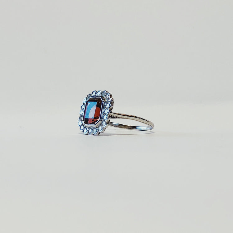 Vintage 1.50ct Tourmaline and Diamond Halo Ring in Platinum