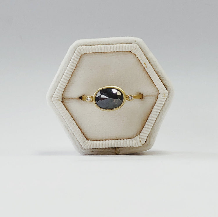 1.24ct East To West Oval Bezel-Set Diamonds Ring