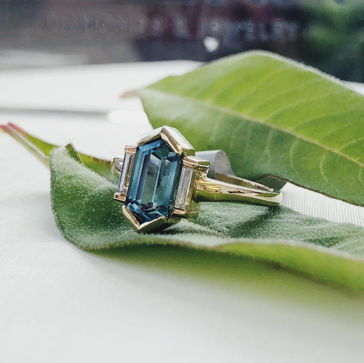 2.37ct Elongated Blue Zircon Ring