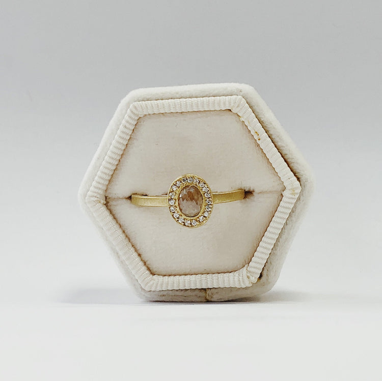 Rustic Rose-Cut Diamond Halo-Style Ring