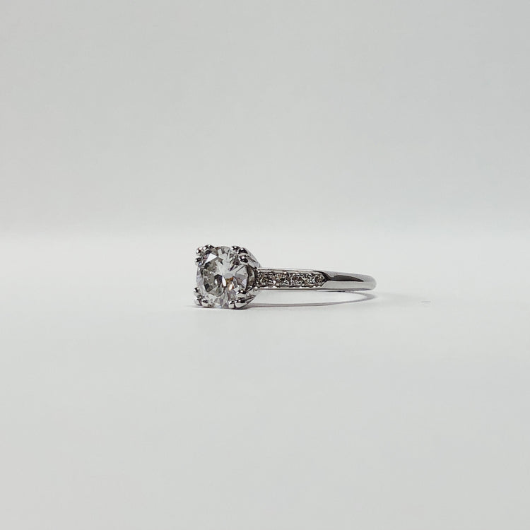 Vintage 0.90 Platinum Deco Ring with Accents