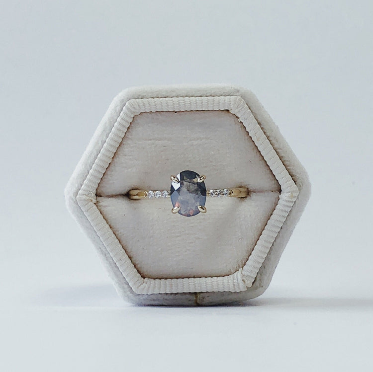 .81ct “Amry" Oval Salt & Pepper Diamond Ring