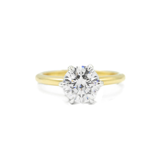 14k Yellow Gold 6-Prong Cathedral Ring