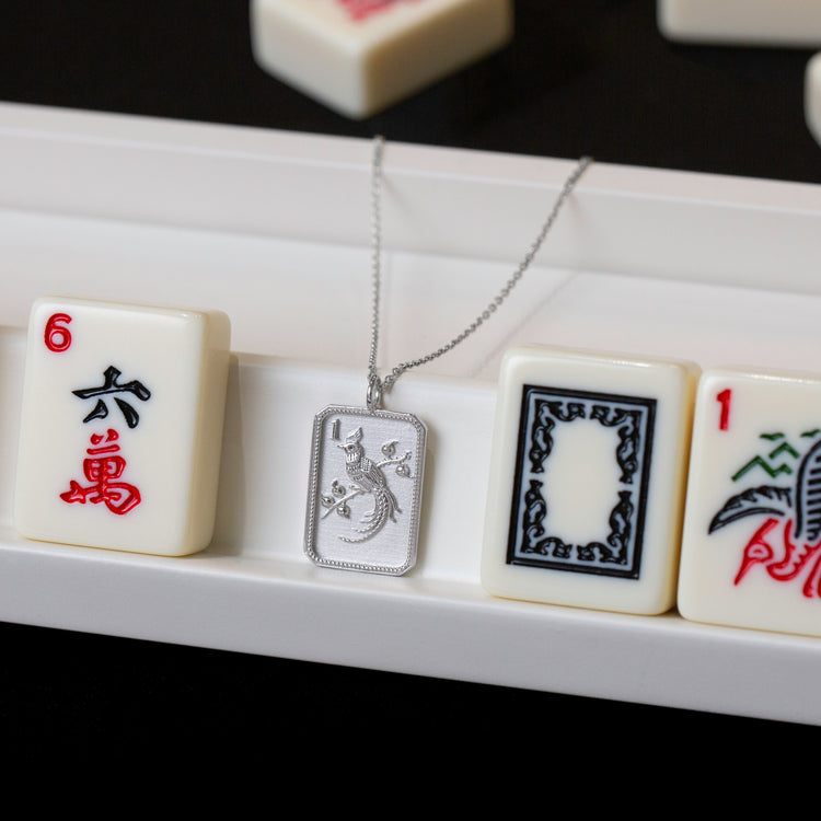Sterling Silver Mahjong 1 Bam Bird Necklace