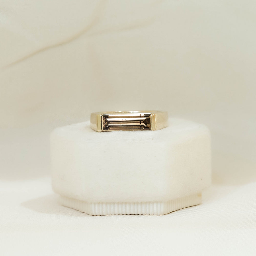 14ky 1.72ct Champagne Baguette East-West Wide Tapered Diamond Ring
