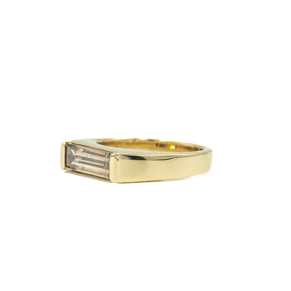 14ky 1.72ct Champagne Baguette East-West Wide Tapered Diamond Ring