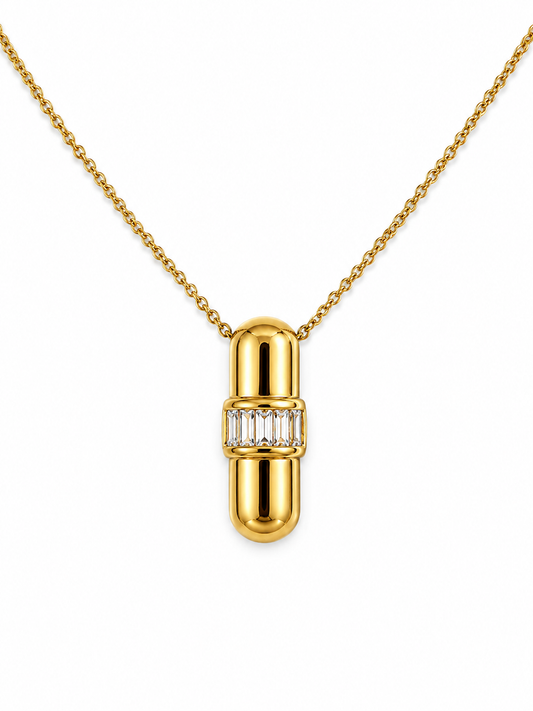 14ky .13ctw Channel Set Baguette Tube Pendant
