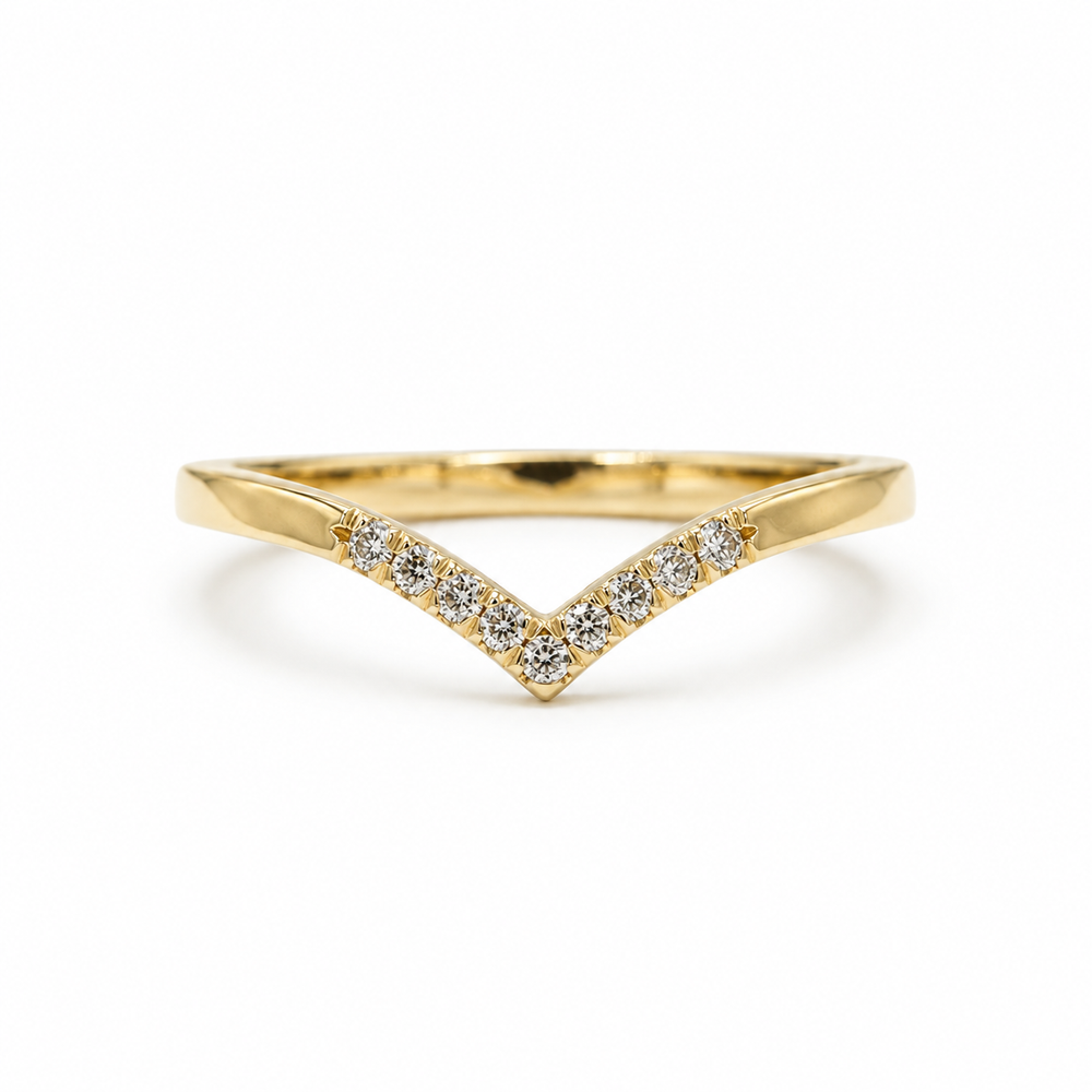 14ky .16ctw Pave Section Chevron Lab Grown Diamond Band