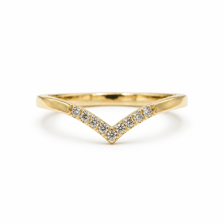 14ky .16ctw Pave Section Chevron Lab Grown Diamond Band