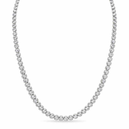 14kw 12.11ctw Lab Diamond Bezel Tennis Neckalace