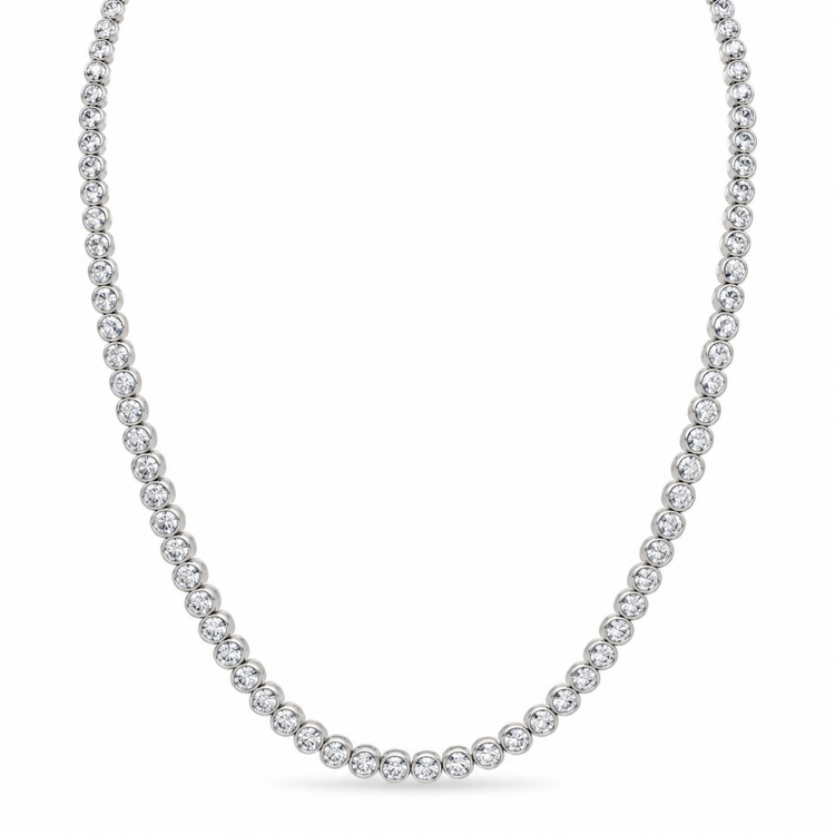 14kw 12.11ctw Lab Diamond Bezel Tennis Neckalace