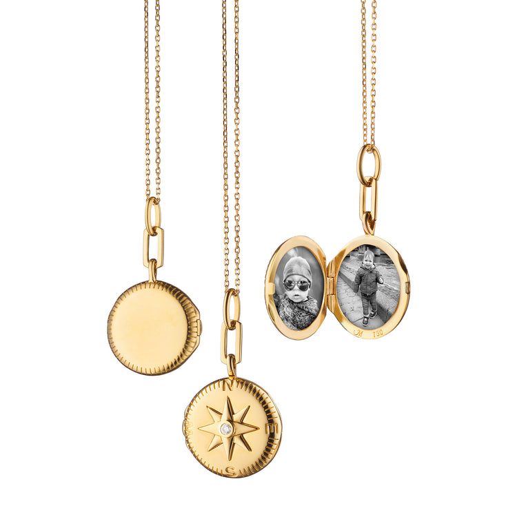 18ky Compass Gold Locket Necklace by Monica Rich Kosann