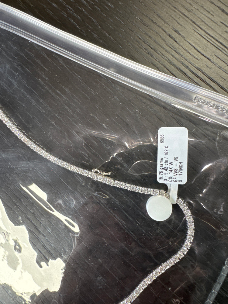 14kw 9.42ctw Lab Diamond Tennis Necklace