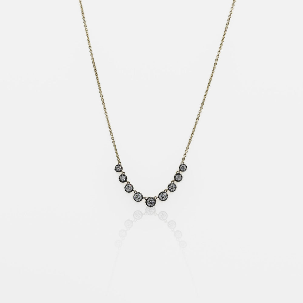 14ky/Black Rhodium 0.75ct Lab Grown Georgian Collet Graduated Necklace