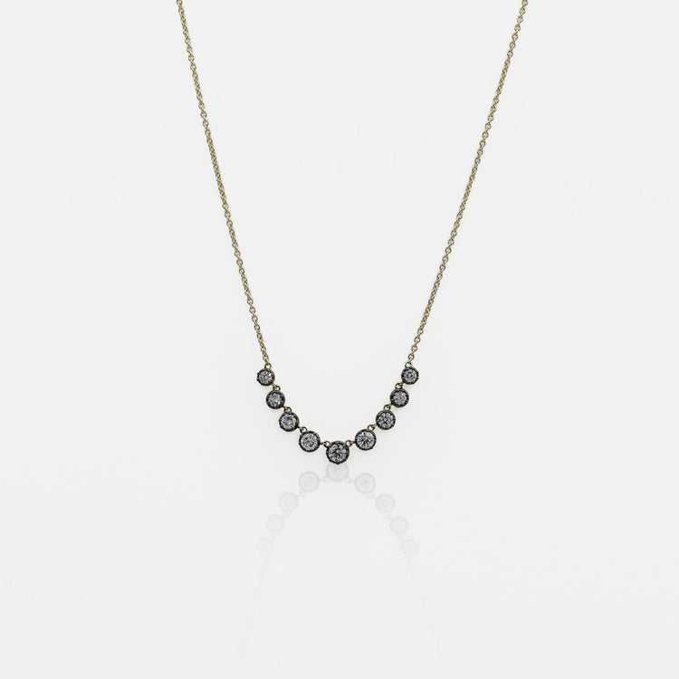 14ky/Black Rhodium 0.75ct Lab Grown Georgian Collet Graduated Necklace