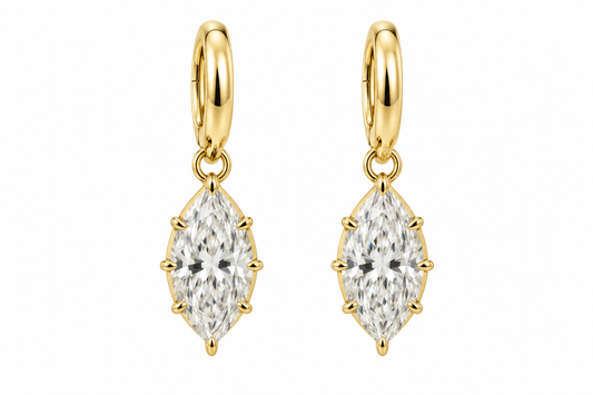 14ky 2ctw Georgian Marquise Drop Lab Diamond Earrings
