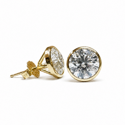14ky 4.10ctw D VS1 Lab Diamond Bezel Earrings