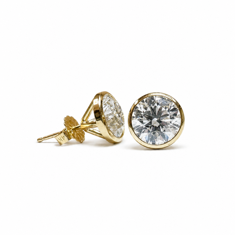 14ky 4.10ctw D VS1 Lab Diamond Bezel Earrings