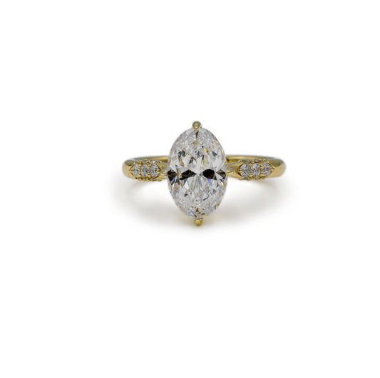 14ky Oval Compass Hidden Halo Cathedral with .32ctw Lab Grown Pave Shoulders