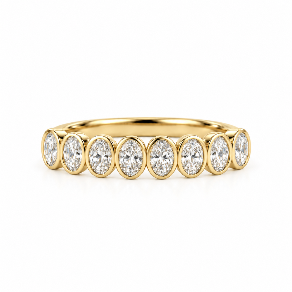 14ky 1.20ctw Oval Bezel Lab Diamond Anniversary Band