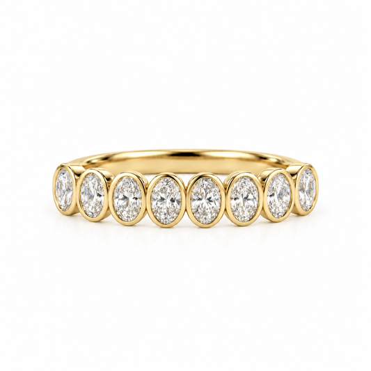 14ky 1.20ctw Oval Bezel Lab Diamond Anniversary Band