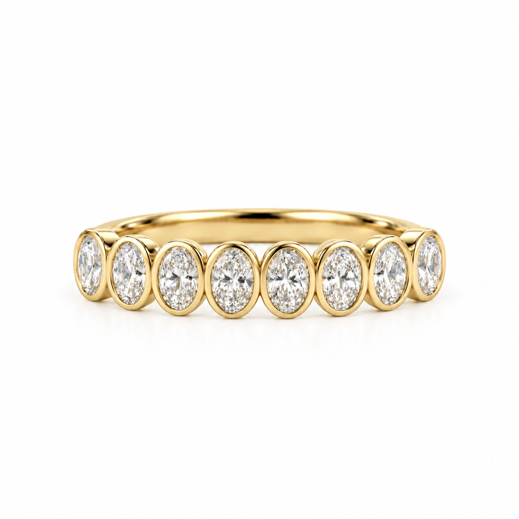 14ky 1.20ctw Oval Bezel Lab Diamond Anniversary Band