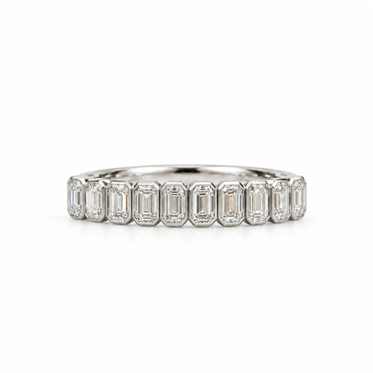 14kw 1.34ctw Emerald Cut Bezel Lab Diamond Anniversary Band