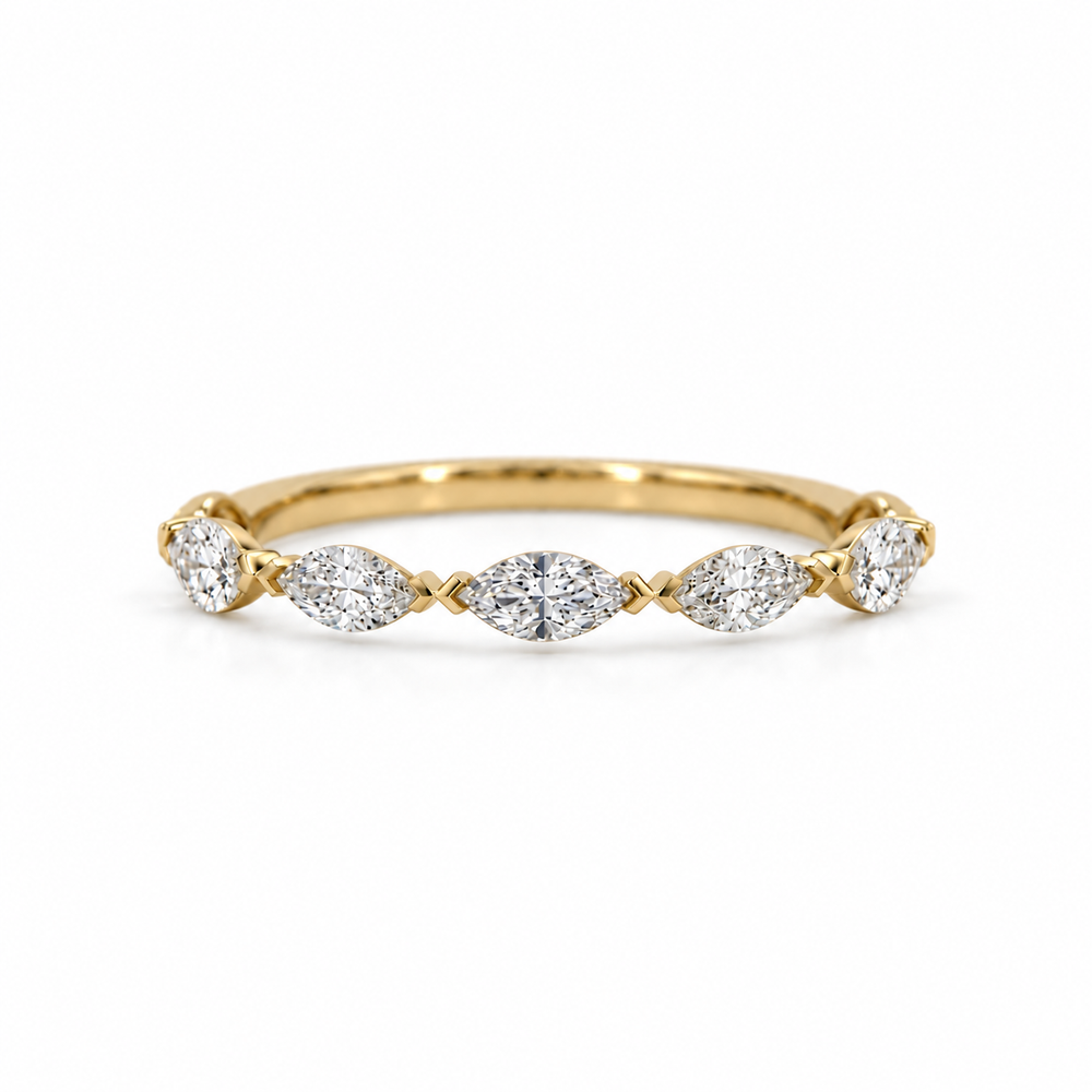 14ky .45ctw Marquise East-West Lab Grown Diamond Shared V-Prong Band