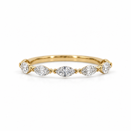 14ky .45ctw Marquise East-West Lab Grown Diamond Shared V-Prong Band