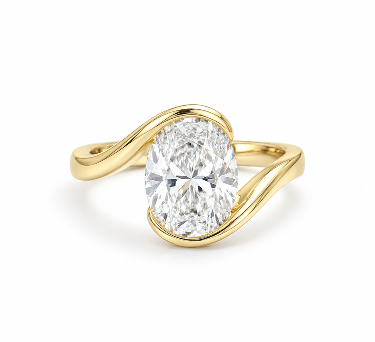 14ky Oval Bypass Diamond Ring