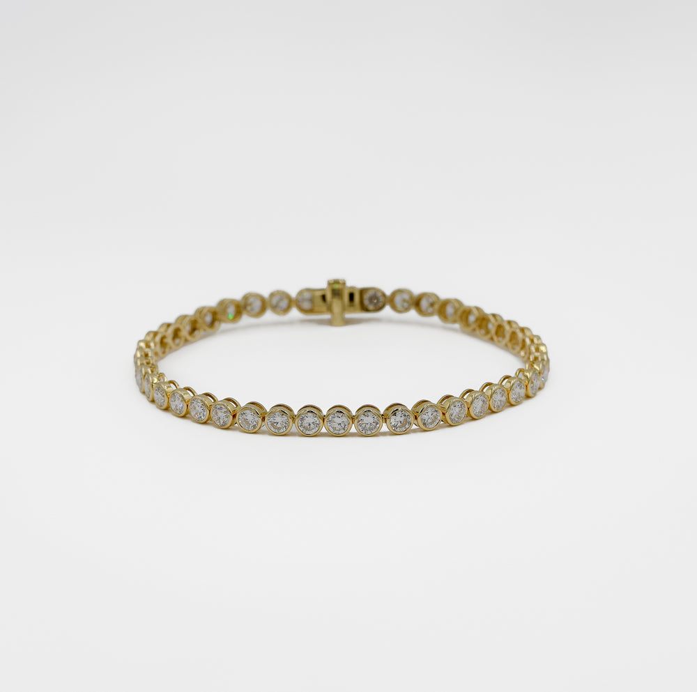 14ky 7.32ctw Lab Bezel Round Tennis Bracelet
