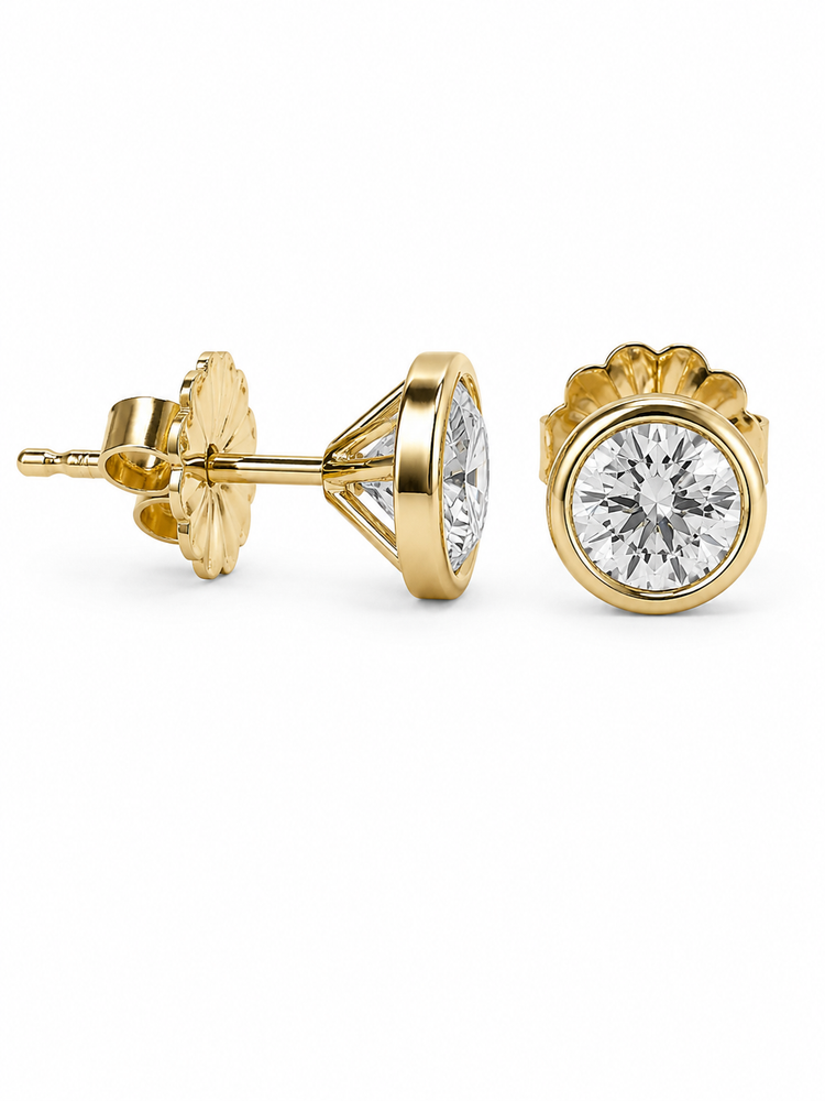 14ky .54ctw D VS1 Lab Diamond Bezel Earrings