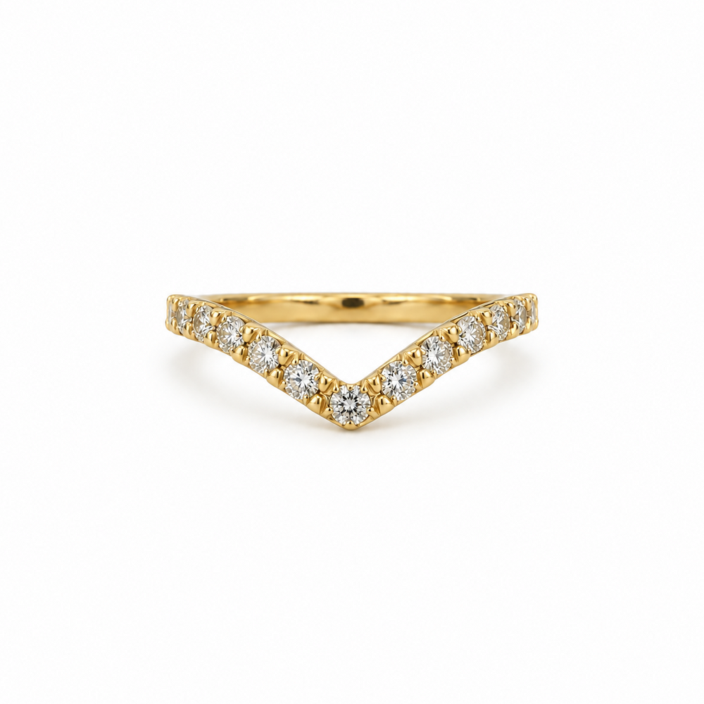 14ky .50ctw 2mm Diamond Pave Chevron Band