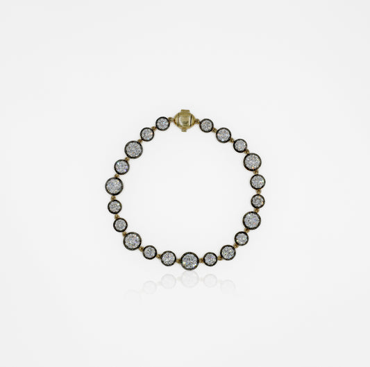 14ky 9.40ctw Lab Georgian Collet w/ Black Rhodium Diamond Bracelet