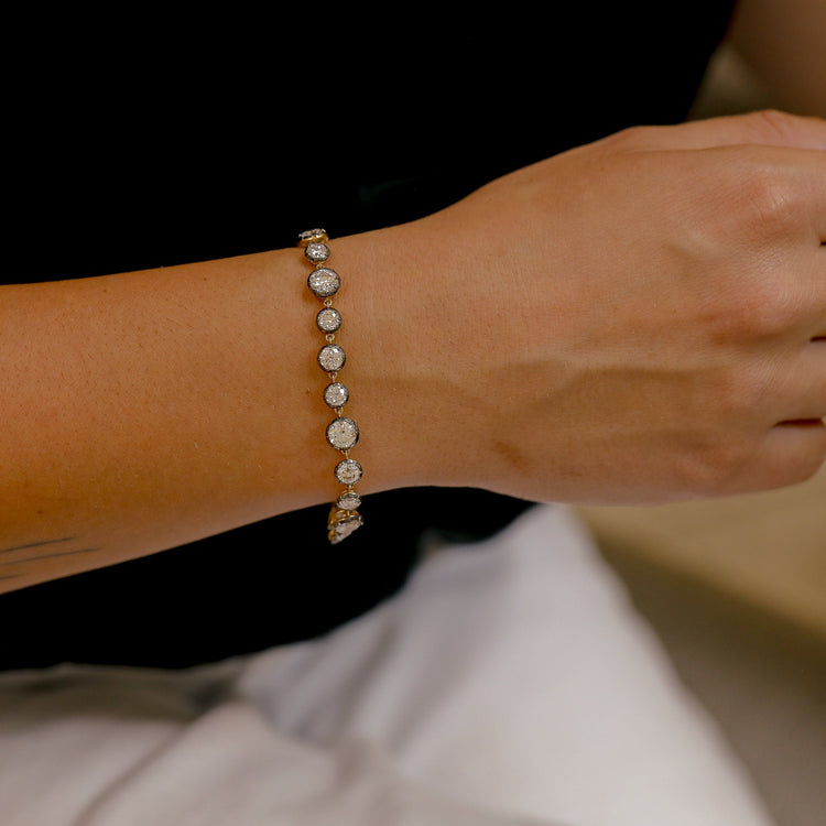 14ky 9.40ctw Lab Georgian Collet w/ Black Rhodium Diamond Bracelet