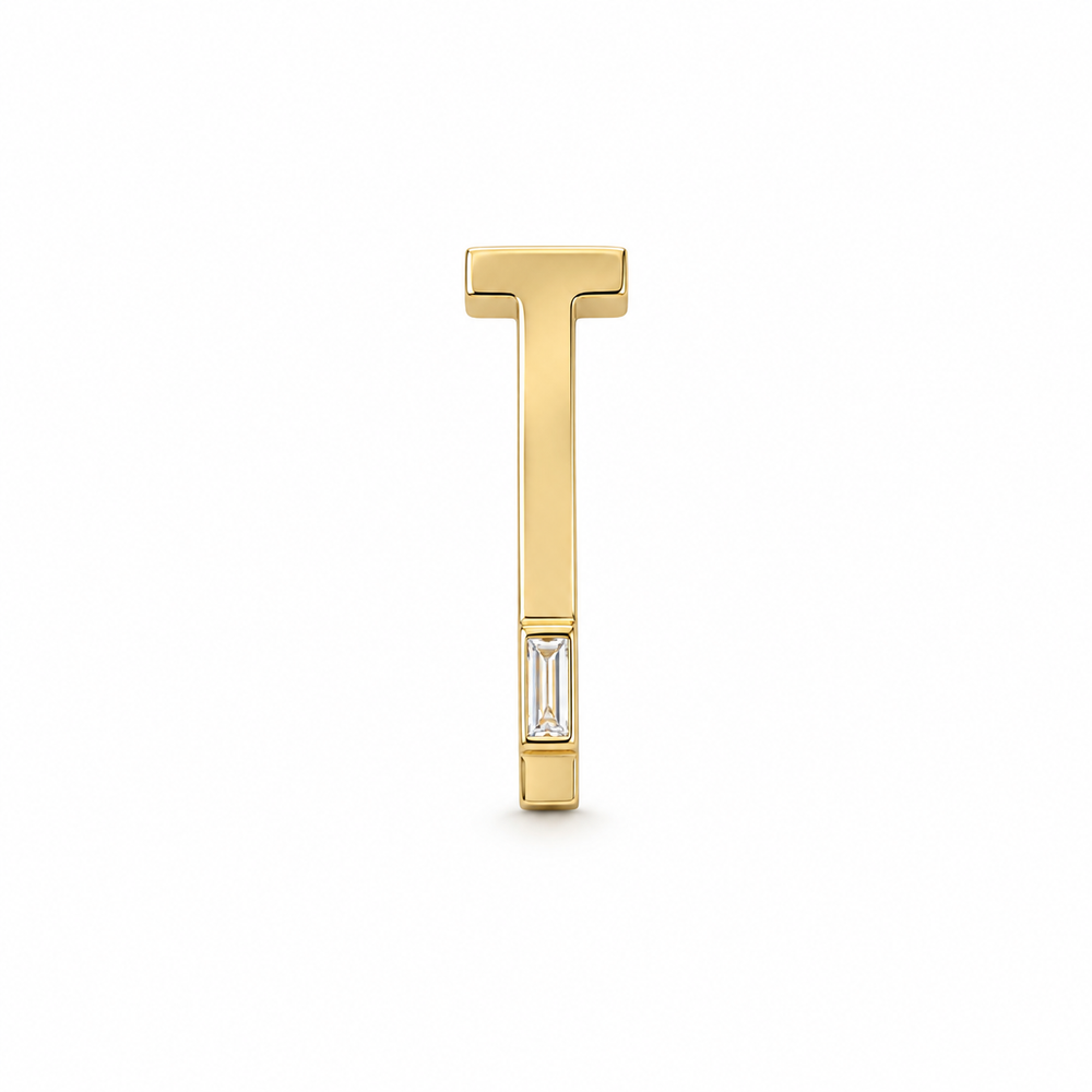Slide-On .02 ct Baguette Diamond Initial - T