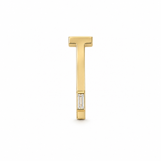 Slide-On .02 ct Baguette Diamond Initial - T