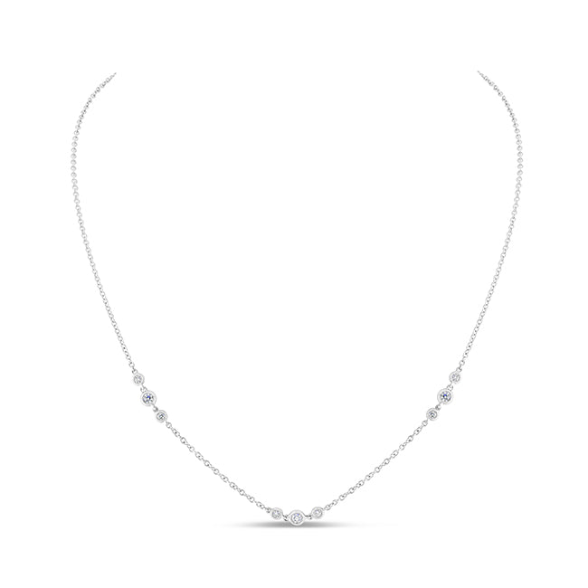 18kw .40ctw Milgrain Bezel Trio By-The-Yard Diamond Necklace
