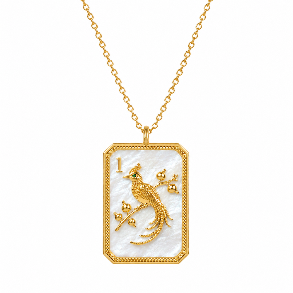 14ky Gold-Plated Mother of Pearl 1 Bam Charm Necklace