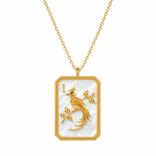 14ky Gold-Plated Mother of Pearl 1 Bam Charm Necklace
