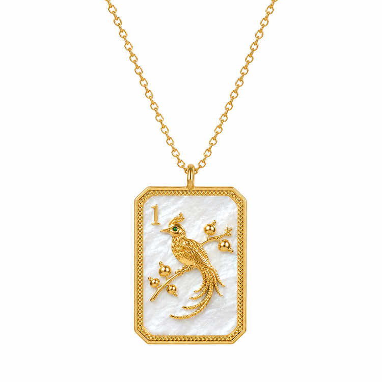 14ky Gold-Plated Mother of Pearl 1 Bam Charm Necklace