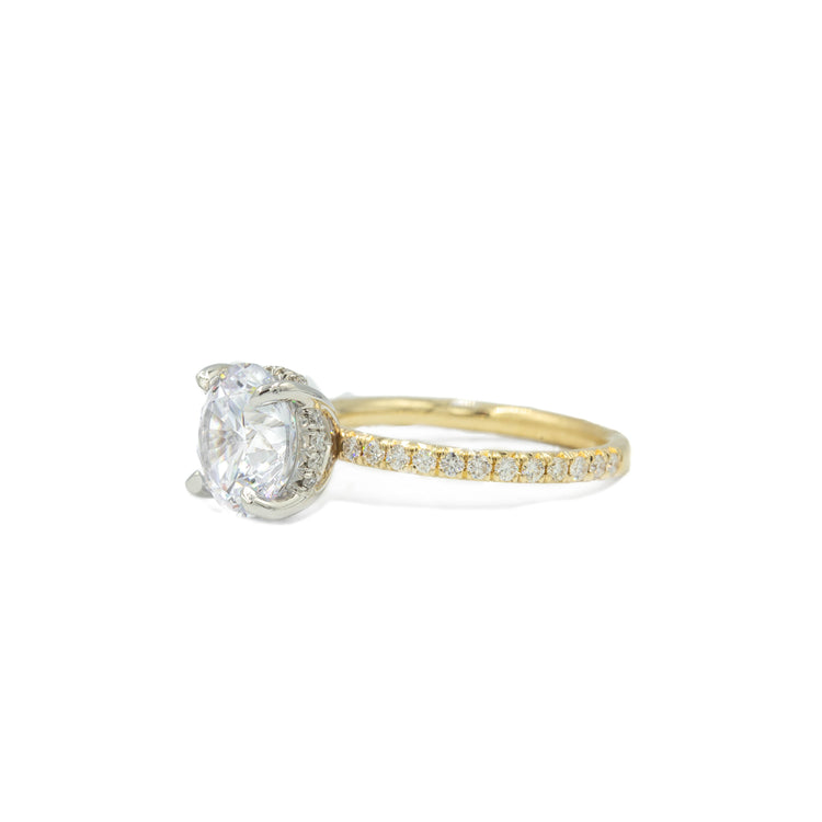 14k Yellow Gold French Set with Platinum Hidden Halo