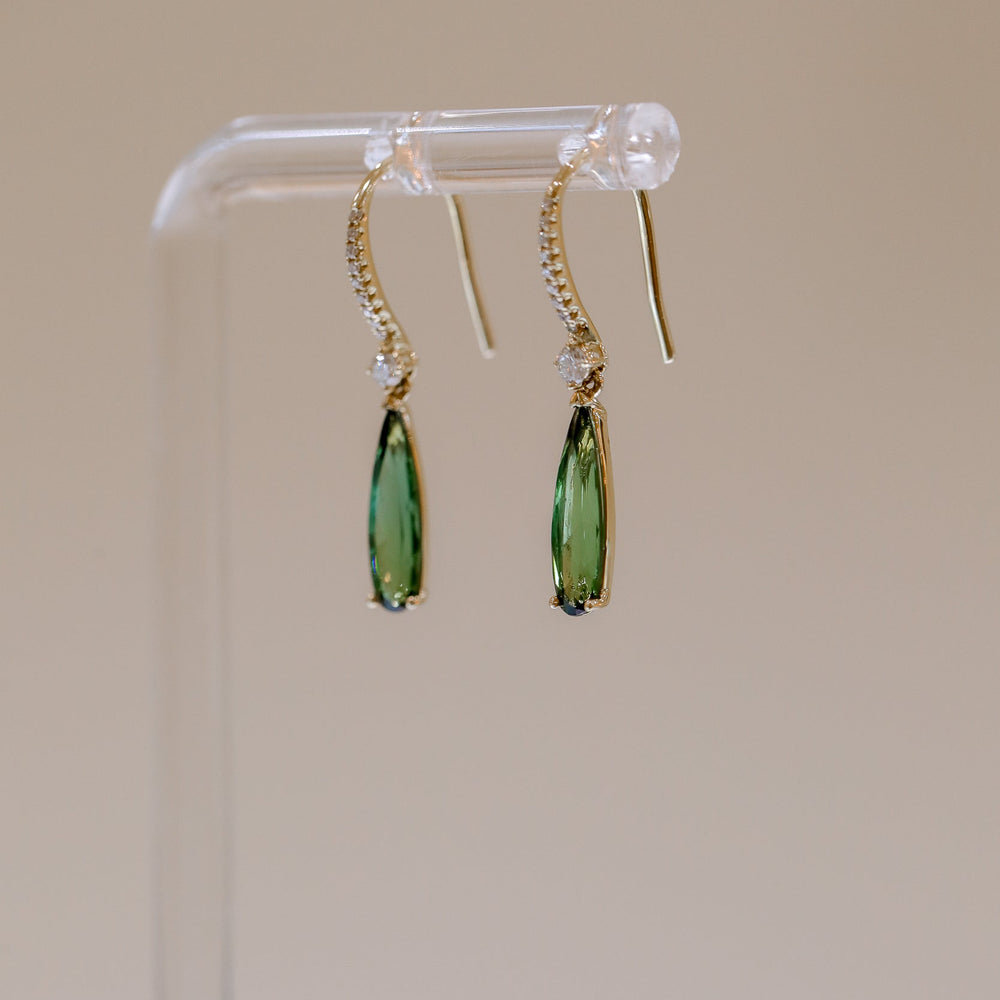 14ky 1.54ctw Green Tourmaline Earrings