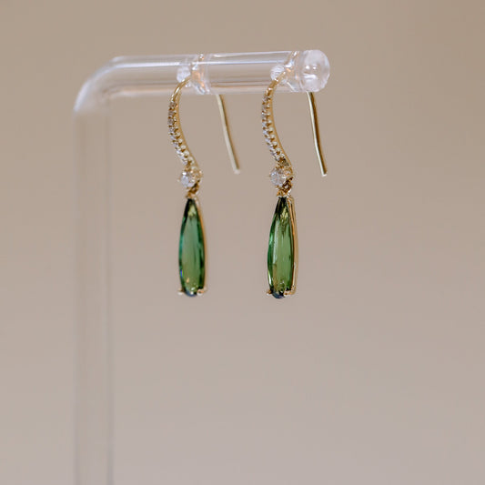 14ky 1.54ctw Green Tourmaline Earrings