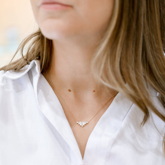 14ky .56ctw Diamond Pyramid Necklace
